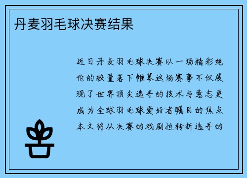 丹麦羽毛球决赛结果